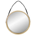 21 Beige Round Modern Mirror With Woodgrain Finish