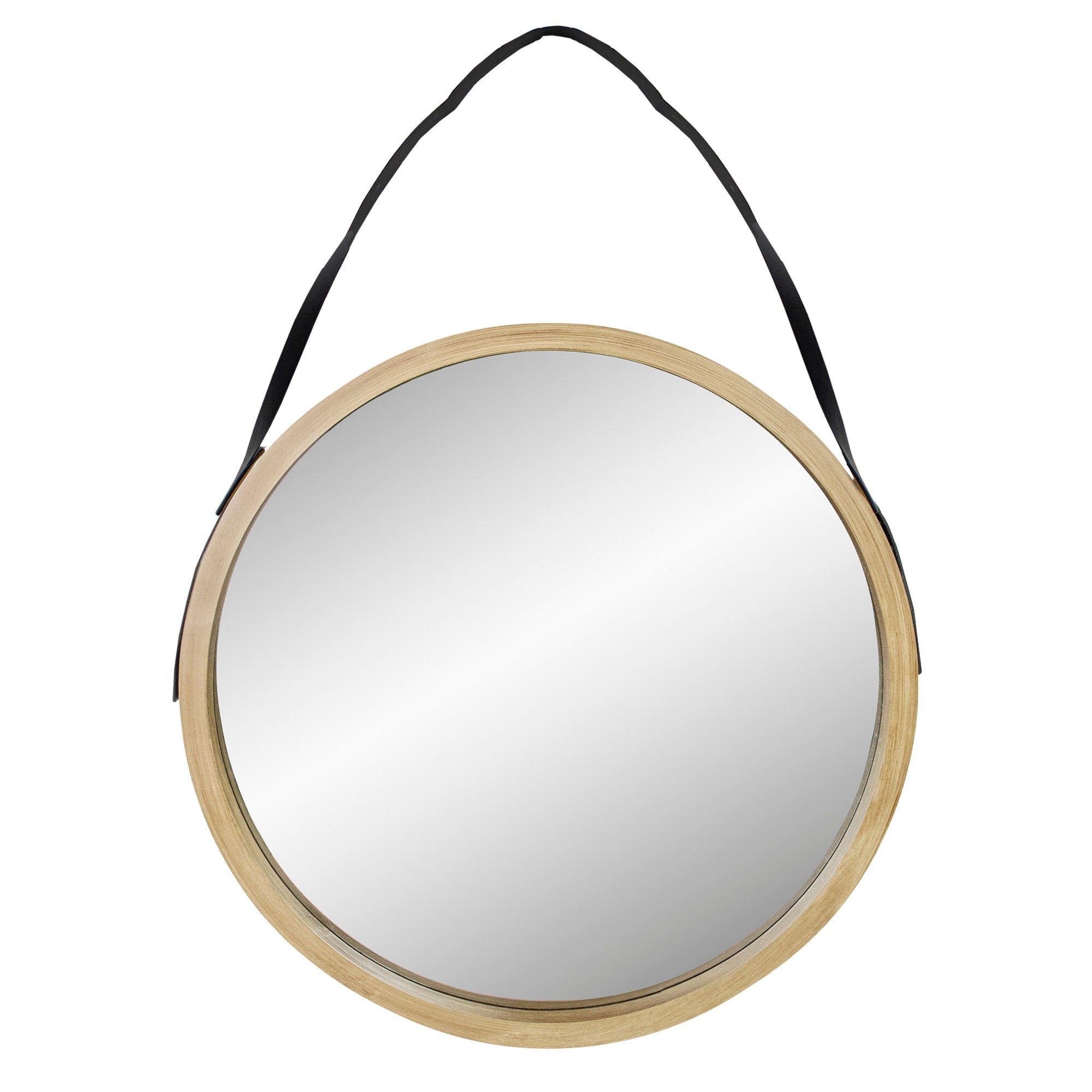 21 Beige Round Modern Mirror With Woodgrain Finish