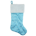 21 Blue And White Glitter Snowflake Christmas Stocking With White Faux Fur Cuff