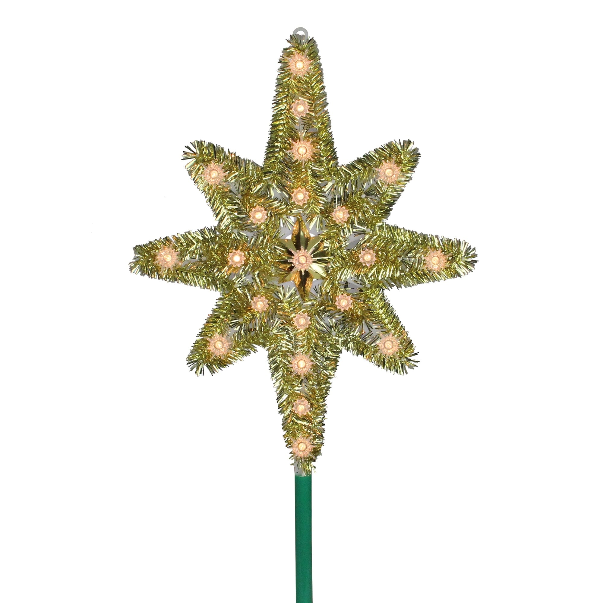 21 Gold Tinsel Star Of Bethlehem Christmas Tree Topper Clear Lights N A