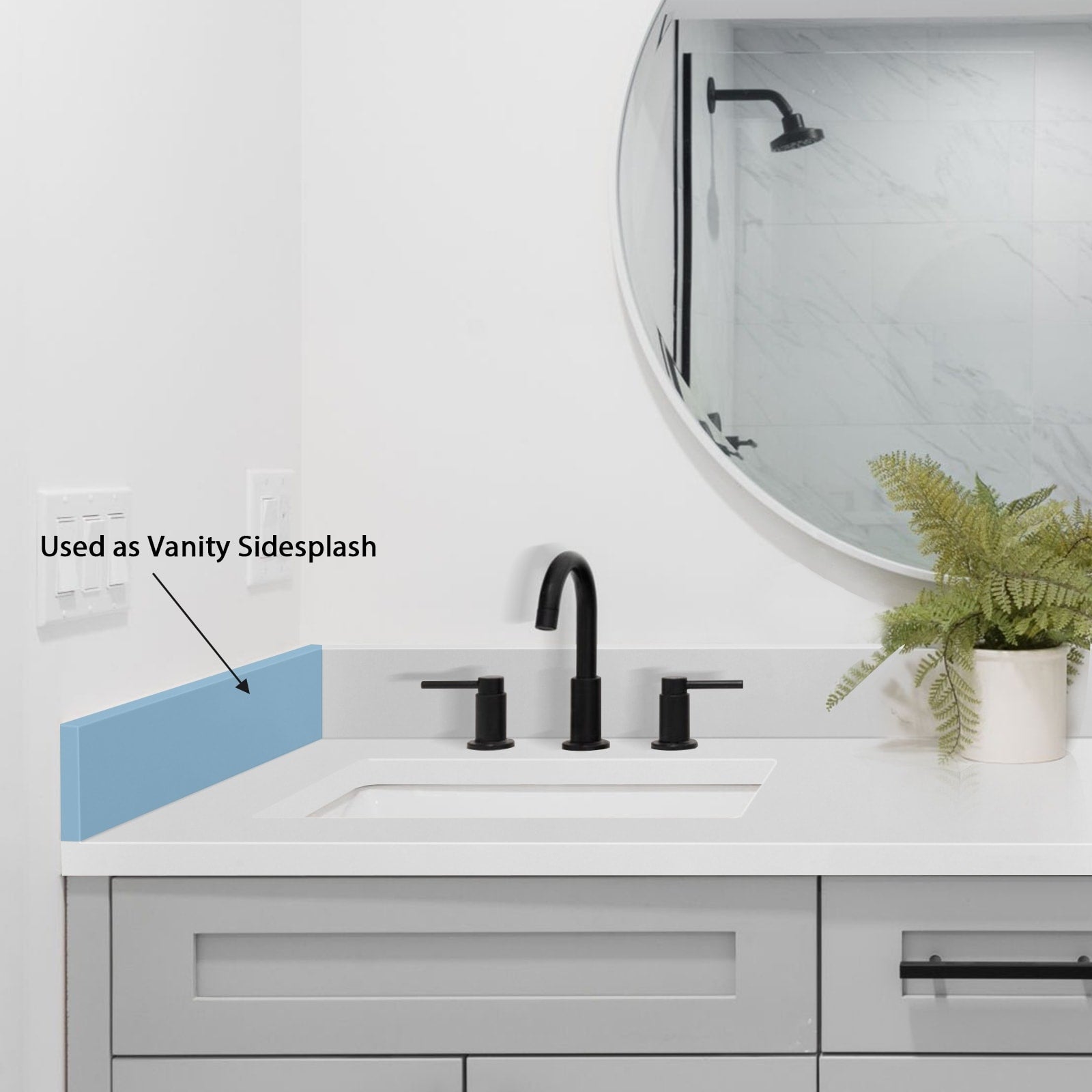 21In. Pure White Engineered Bath Vanity Sidesplash 21 X 4