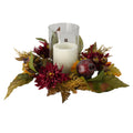 22 Autumn Harvest Mums With Pomegranate Autumn Centerpiece Glass Candle Holder N A