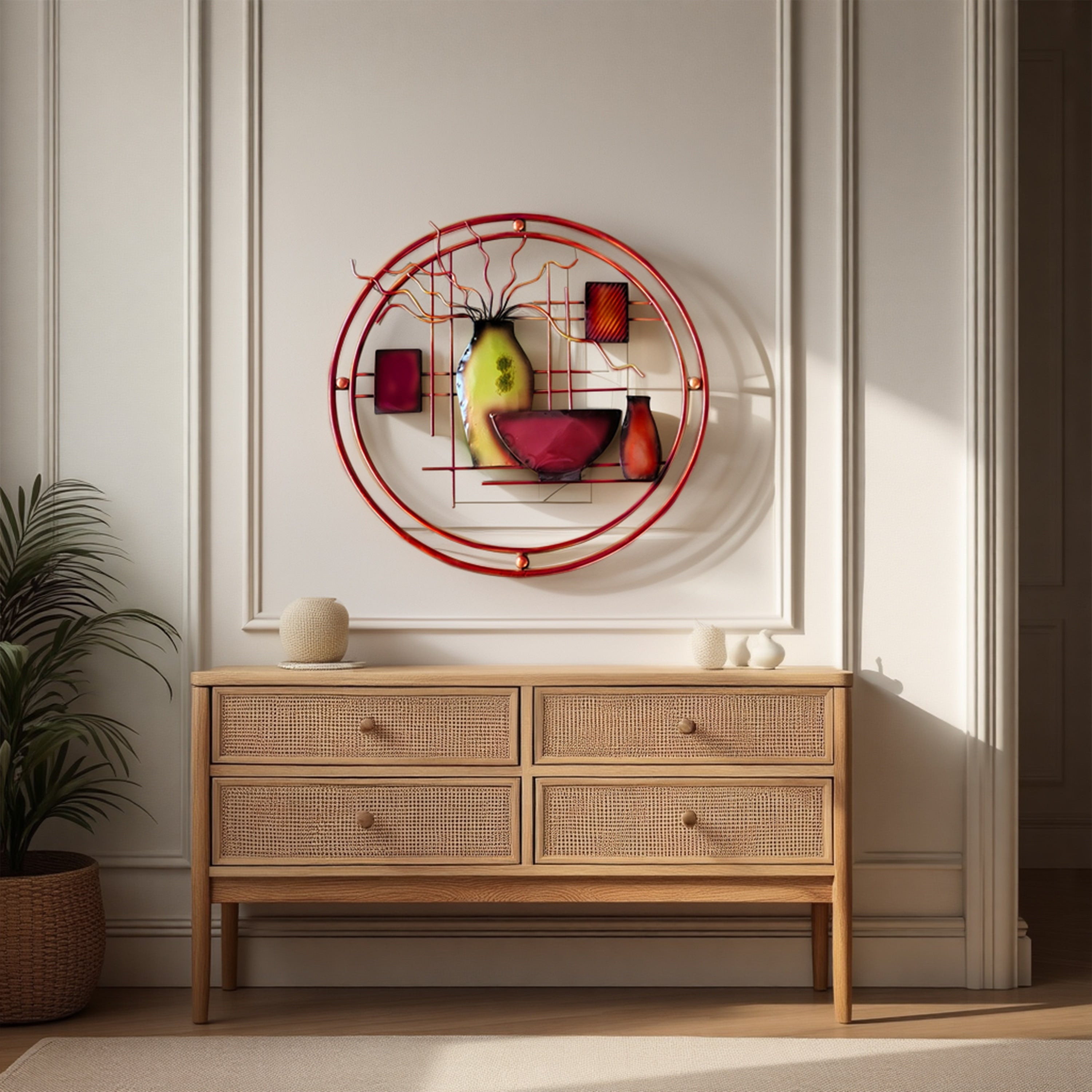 Aesthetically Charmed Round Metal Wall Decor Multicolor