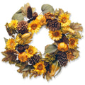 National Tree Company Yellow And Orange Fabric 22 Inch Wreath With Pumpkins And Sunflowers