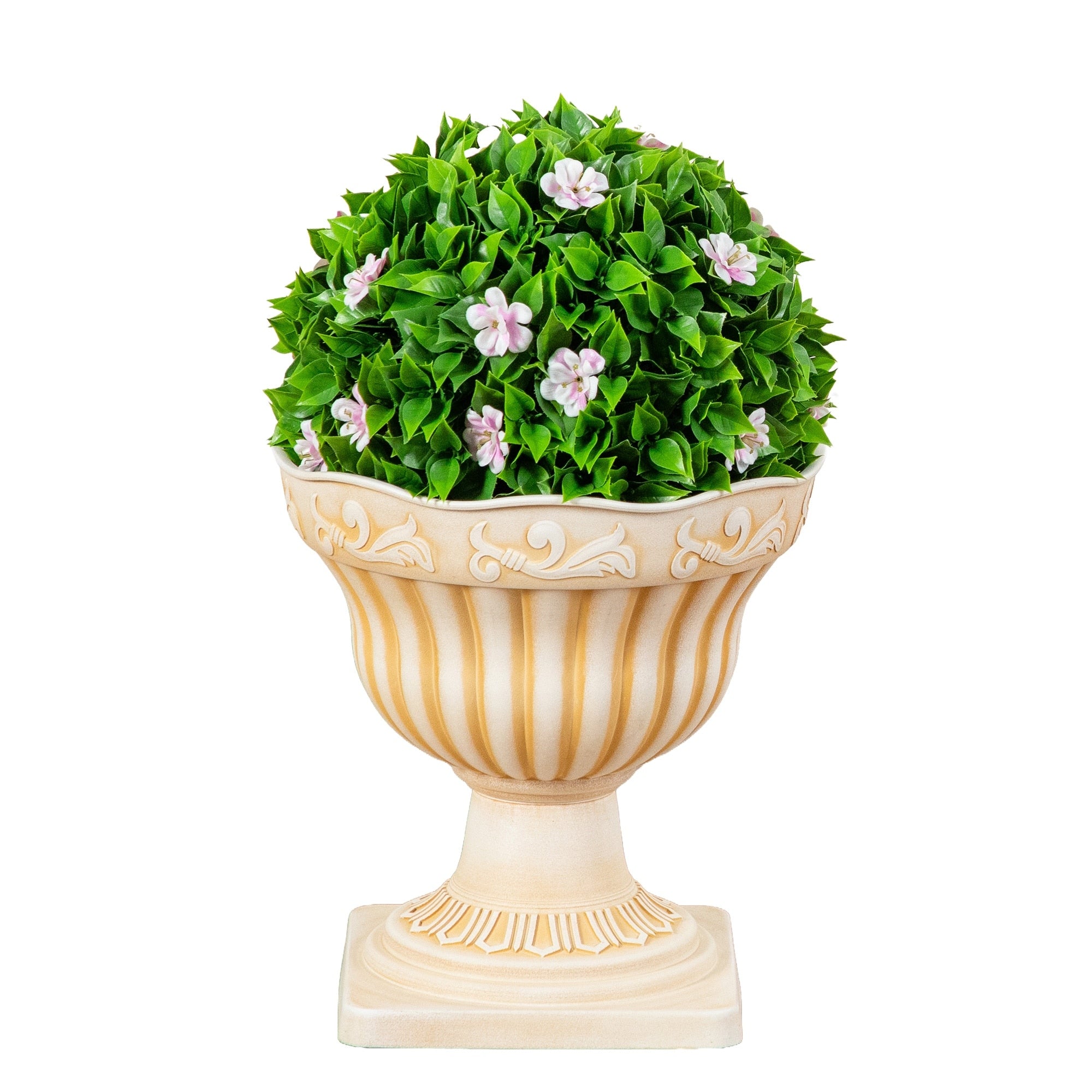 22 In Uv Resistant Pink Flowering Ball Topiary In Urn Planter