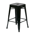 22.5 In.H Black Finish Low Back Metal Frame Barstool Wood Seat Set Of 4 24