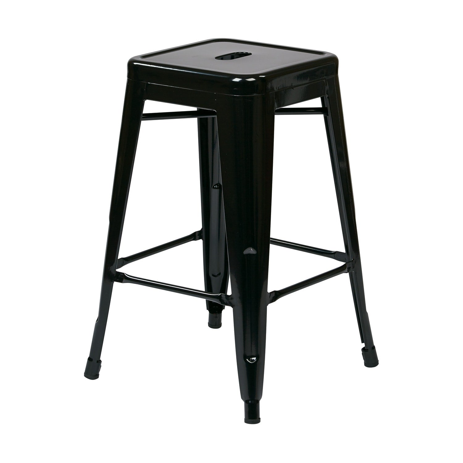 22.5 In.H Black Finish Low Back Metal Frame Barstool Wood Seat Set Of 4 24
