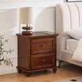 22.9 Modern Nightstand With Charging Station Outlet Hole 2 Drawers Wood End Table With Stroage Accent Side Table