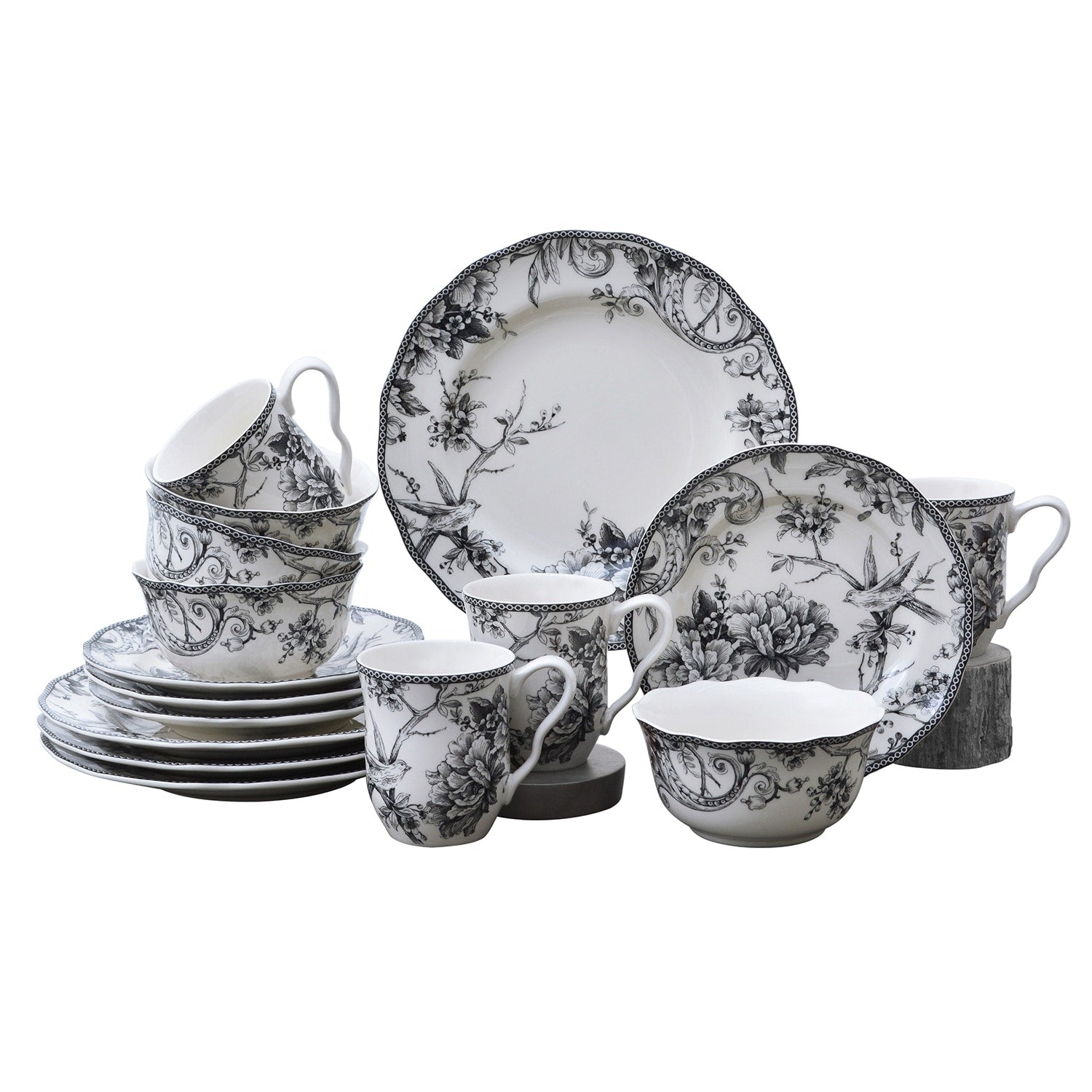 Adelaide Black 16 Piece Dinnerware Set