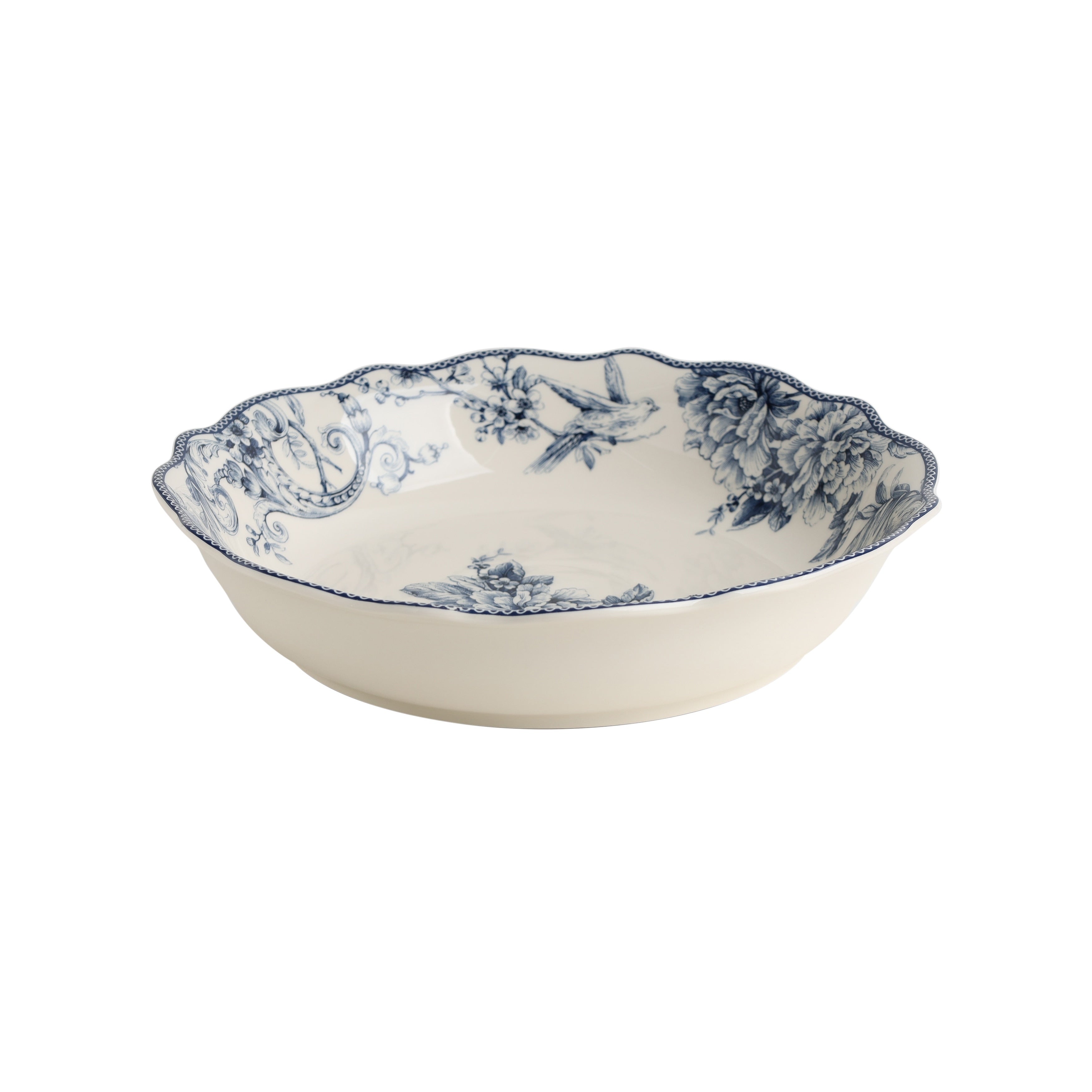 222 Fifth Adelaide Blue 12.6 Extra Large Porcelain Serving Bowl 106.5 Oz