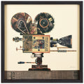 Empire Art Antique Film Projector Hand Made Signed Art Collage By Ead Artists Co Op Under Tempered Glass In Black Frame