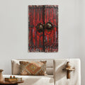 Antique Wooden Doors 1 Metallic Handed Painted Rugged Wooden Blocks Wall D Cor