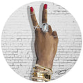 Bee U T F L Framelesstempered Glass Round Gesture Graphic Wall Art