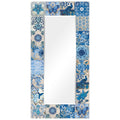 Abstract Beveled Wall Mirror On Free Floating Tempered Glass Clear 72 X 36