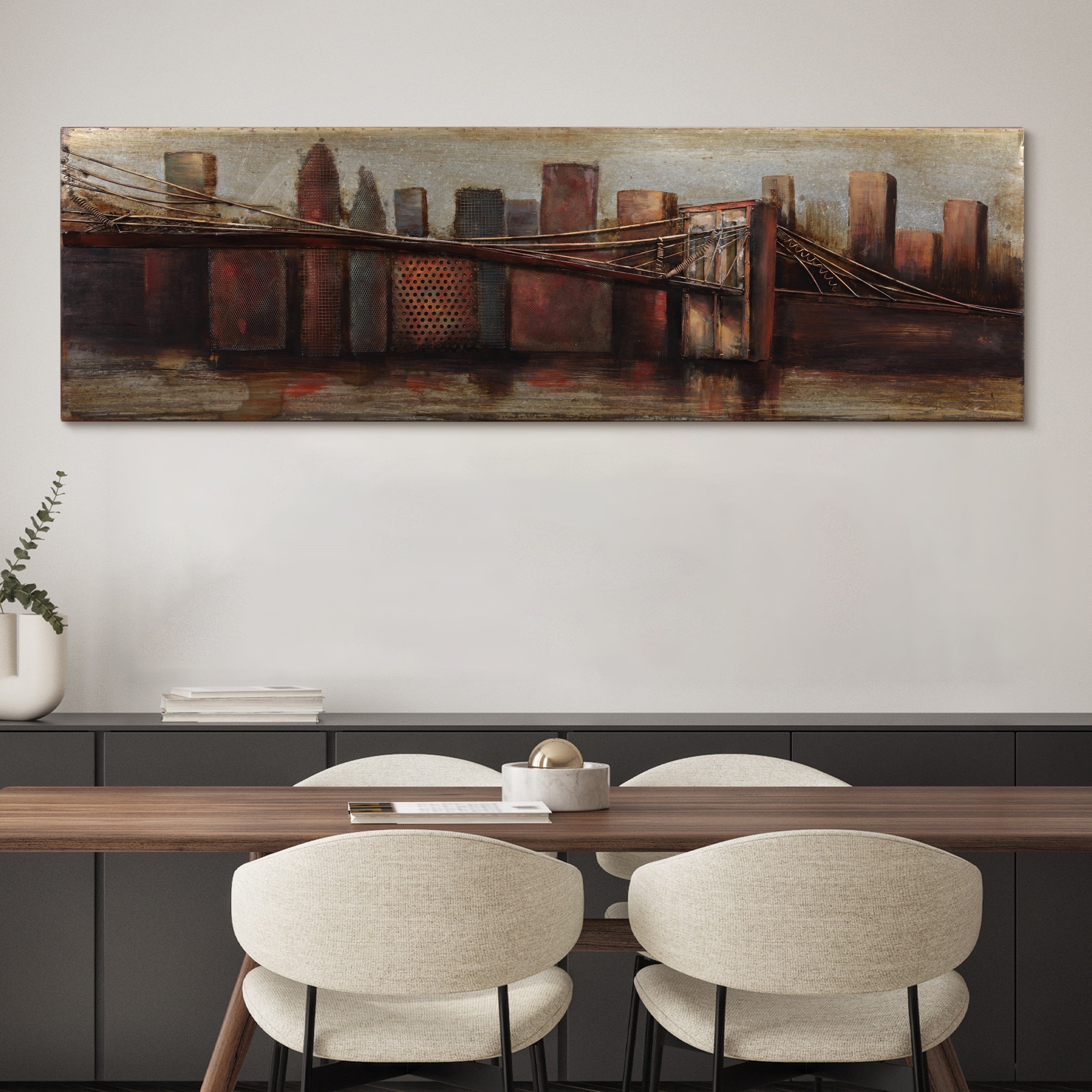 Bridge To The City 1 Mixed Media Iron Hand Painted Dimensional Wall D Cor