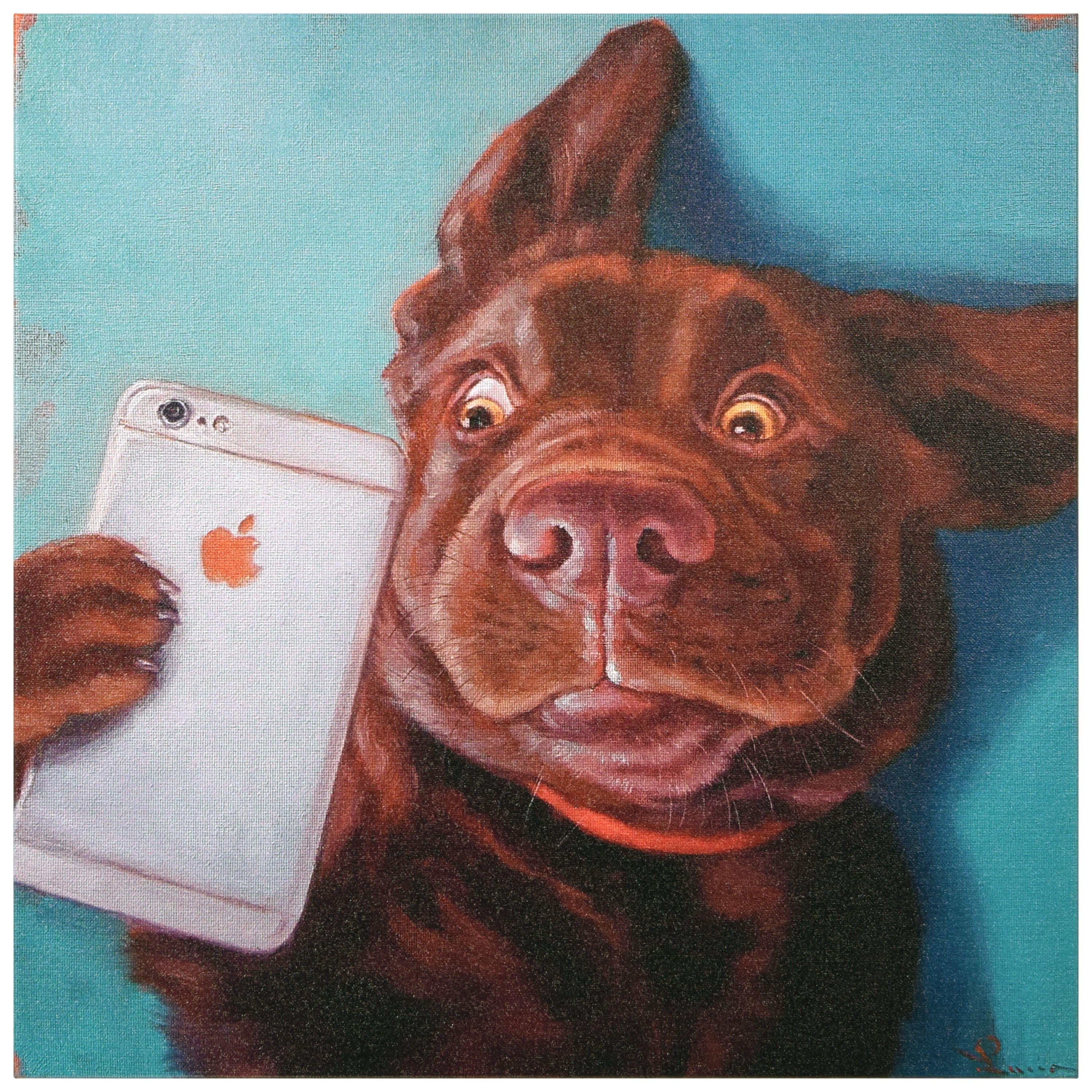 Dog Selfie Dog Wall Art Graphic Art Print On Wrapped Canvas