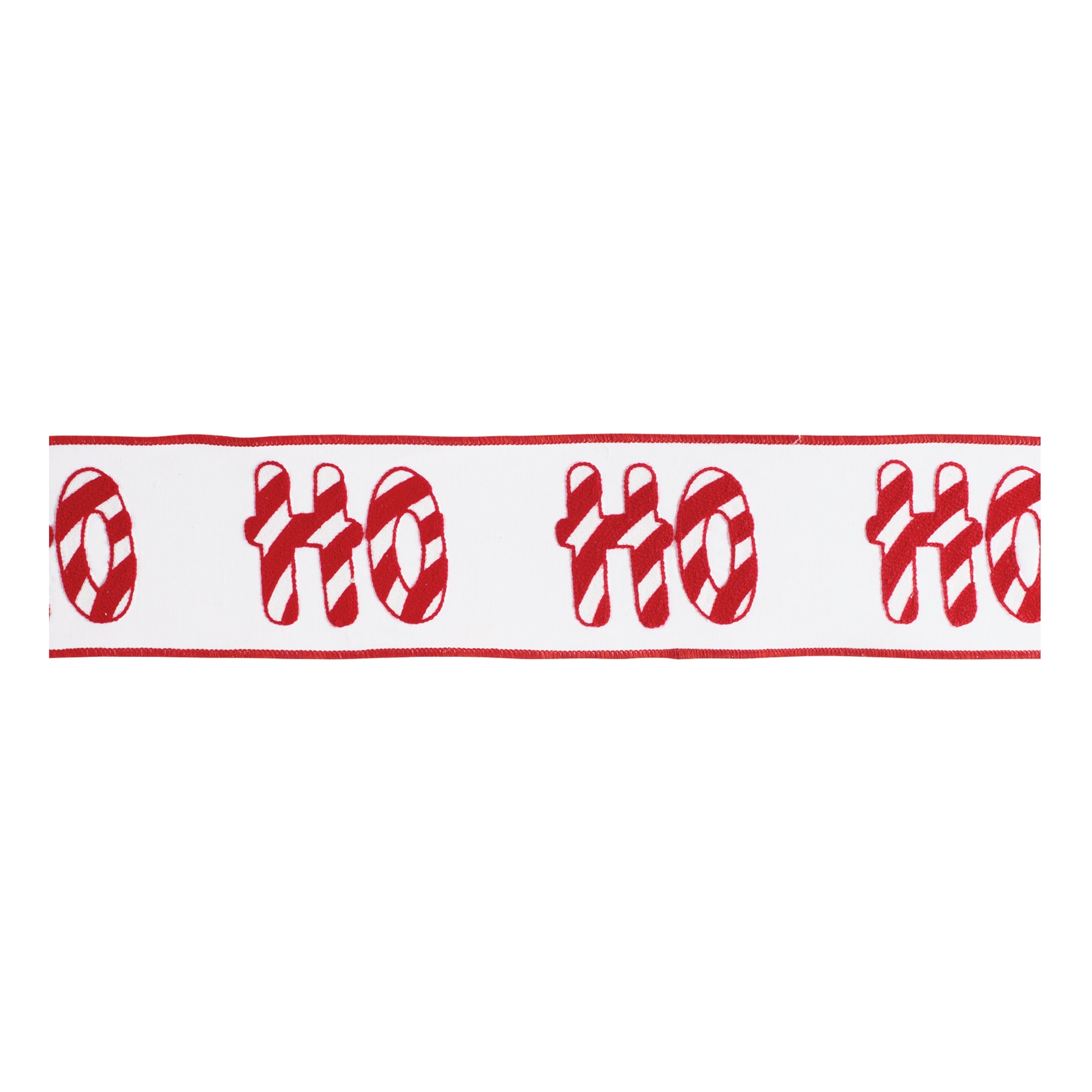 Ho Ho Ho Candy Cane Wired Cotton Ribbon 4 X 5 Yds.