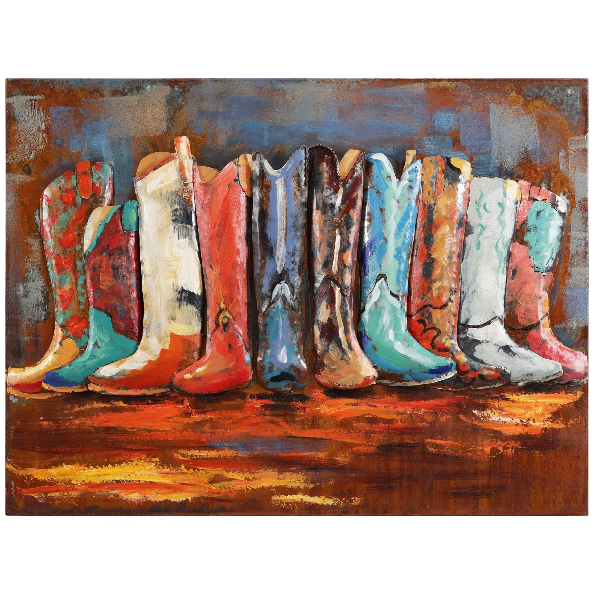 Linedance Mixed Media Iron Hand Painted Dimensional Wall D Cor