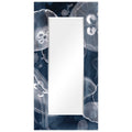 Abstract Beveled Wall Mirror On Free Floating Printed Tempered Glass Clear 72 X 36