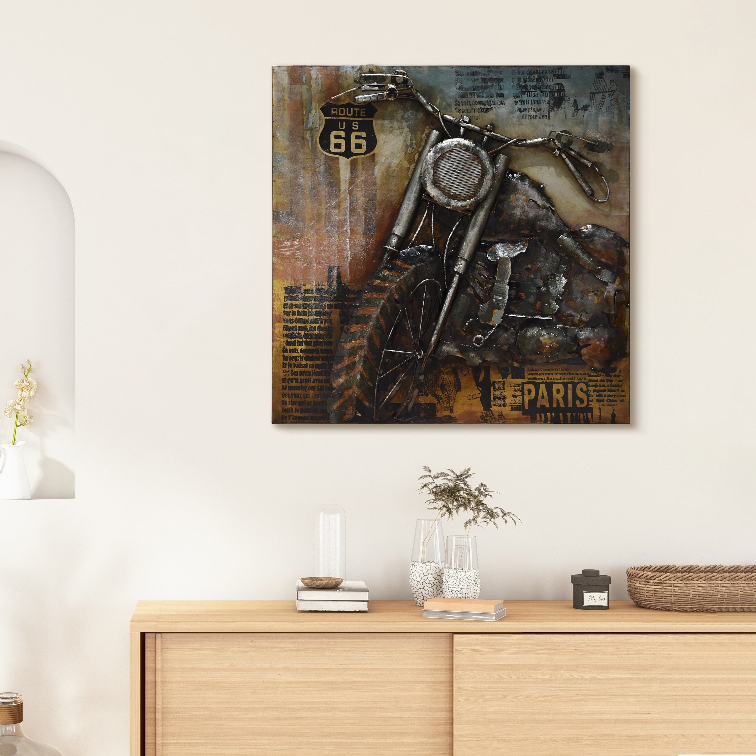 Motorcycle 1 Mixed Media Iron Hand Painted Dimensional Wall D Cor