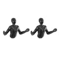 Palms Up Cast Iron Decorative Black Wall Mount Hooks Set Of 2