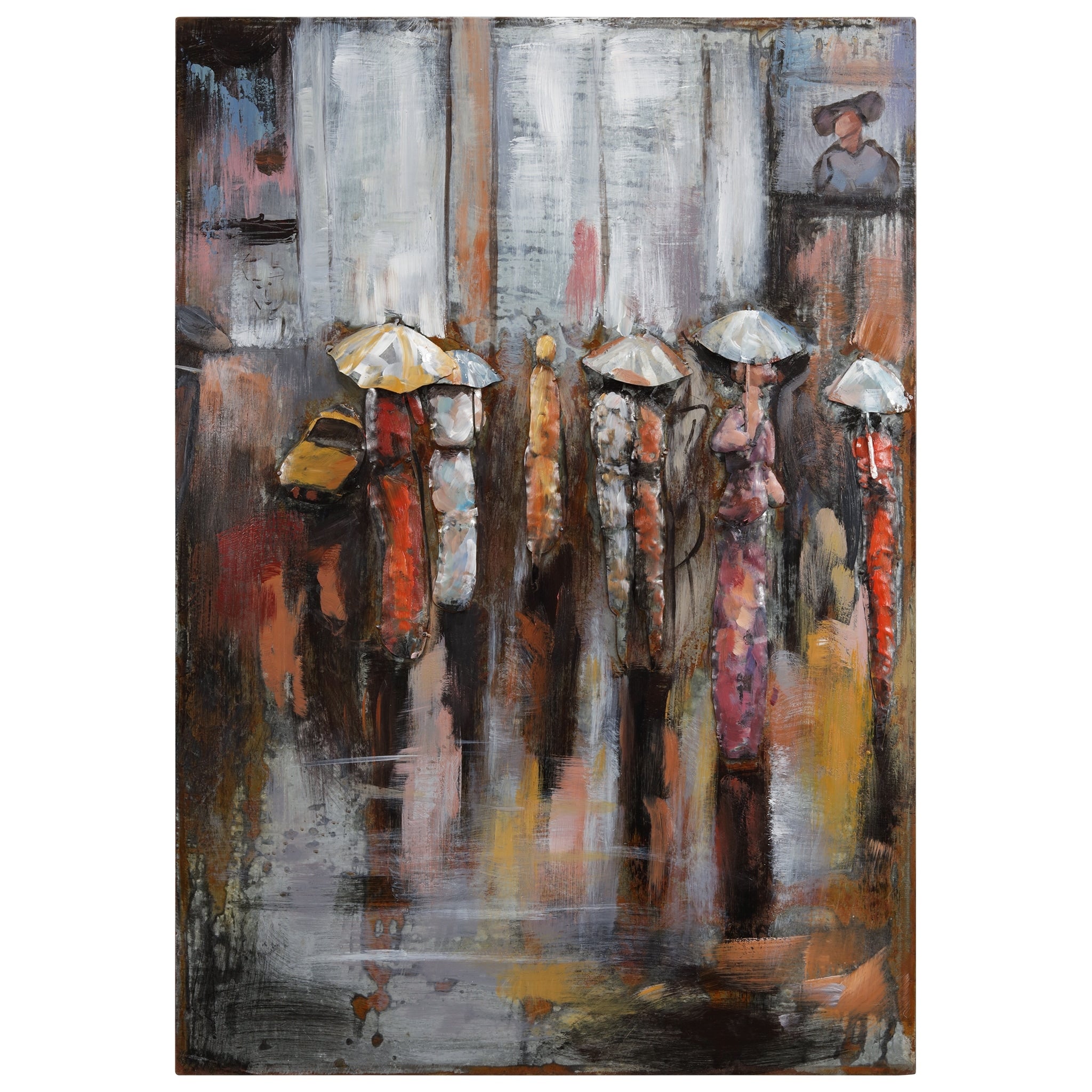 Paris Rain Mixed Media Iron Hand Painted Dimensional Wall D Cor
