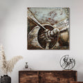 Retro Airplane 2 Mixed Media Iron Hand Painted Dimensional Wall Art
