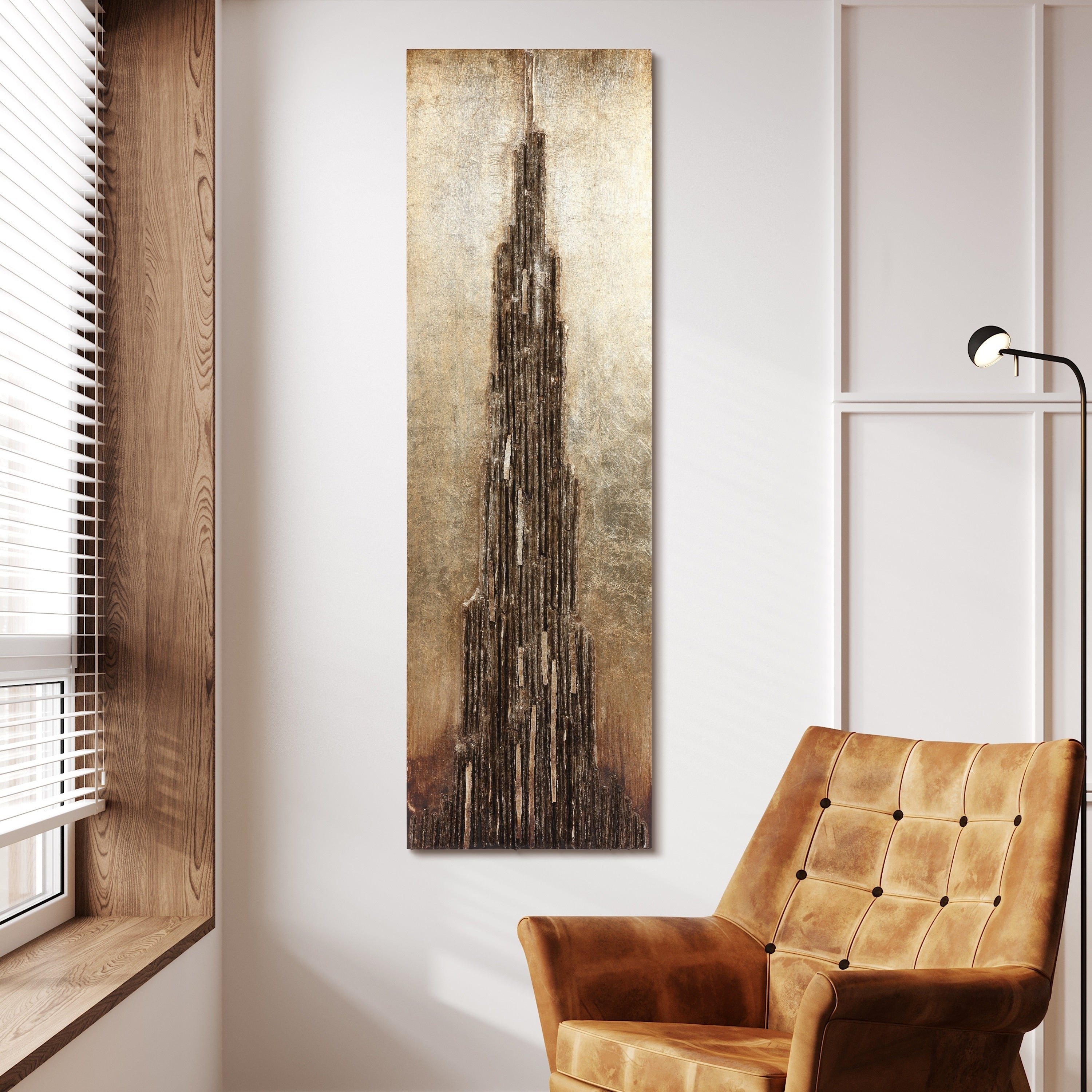 Stratified Metallic Handed Painted Rugged Wooden Blocks Wall D Cor