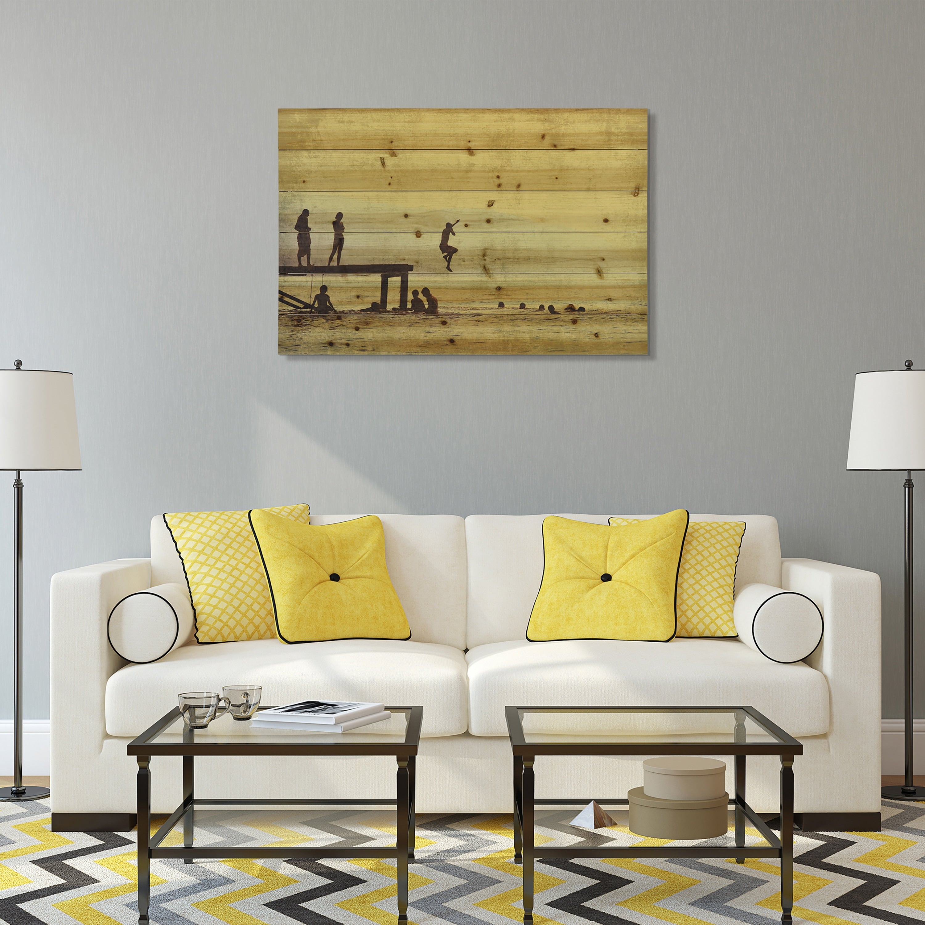 Empire Art Direct Summer Lake Arte De Legno Digital Print On Solid Wood Wall Art Brown