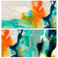 Tidal Abstract Glass Wall Art Blue Orange White
