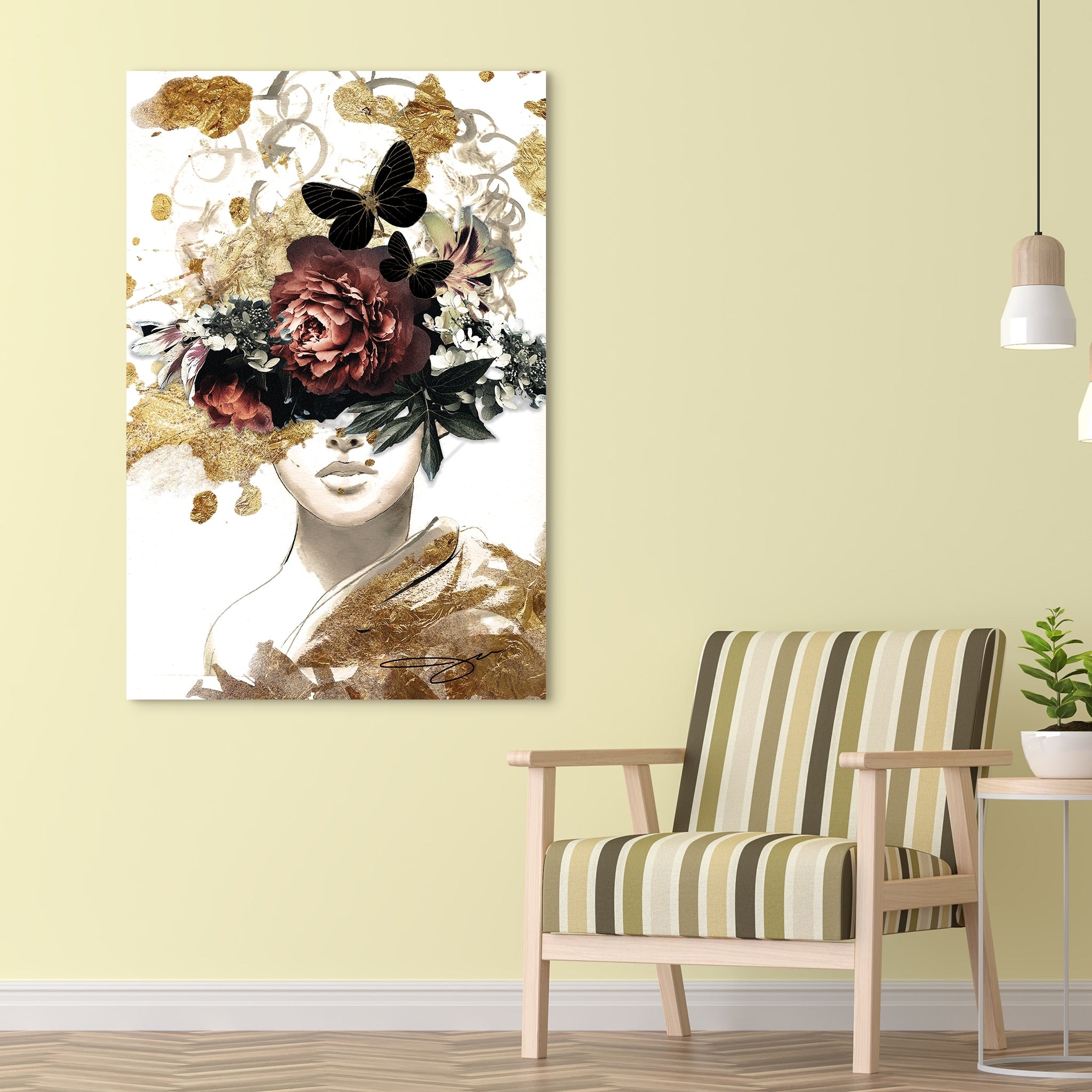 Woman In Garden Frameless Tempered Glass Graphic Wall Art