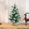 Flocked Pine Full Artificial Mini Christmas Tree In Burlap Base 22 Unlit 1.5 Foot