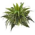 22 Mixed Greens And Fern Artificial Bush Plant Set Of 3