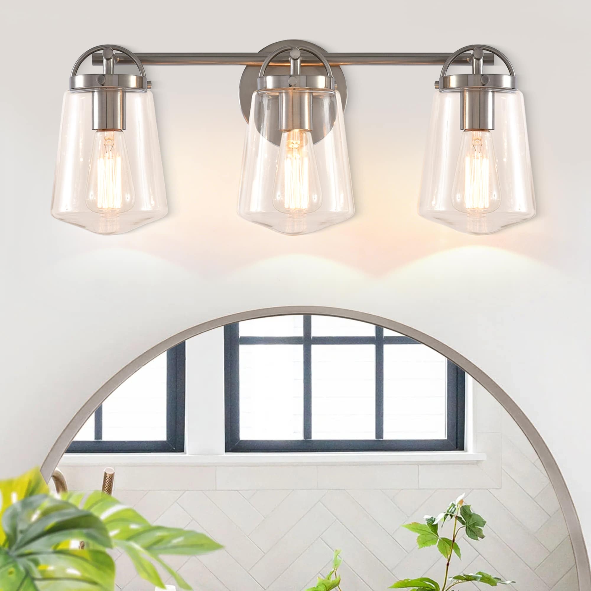 22 Modern 3 Light Glass Bathroom Vanity Light Wall Sconce