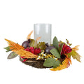 22 Autumn Harvest Mums With Pomegranate Autumn Centerpiece Glass Candle Holder N A