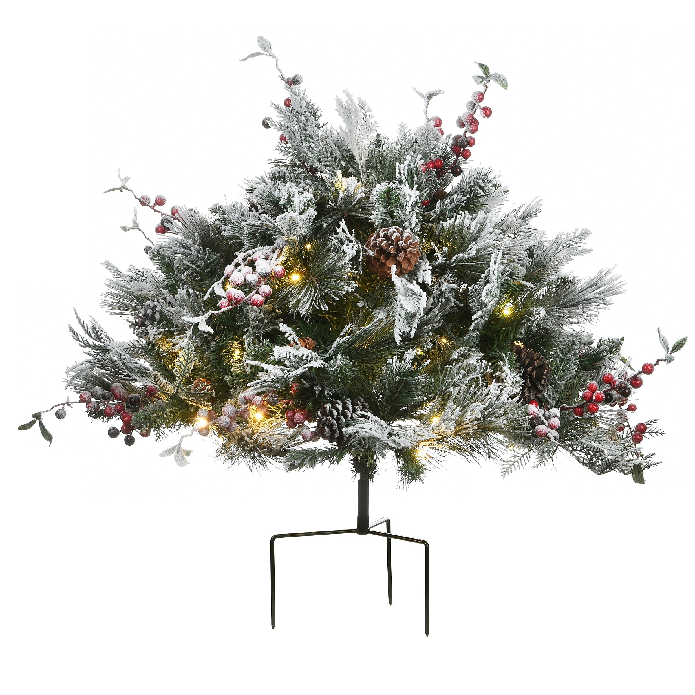 22 Snowy Bedford Urn Filler With Battery Operated Led Lights 22In