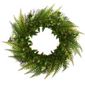 23 Assorted Fern Wreath Uv Resistant Indoor Outdoor 23 In Assorted Fern Wreath