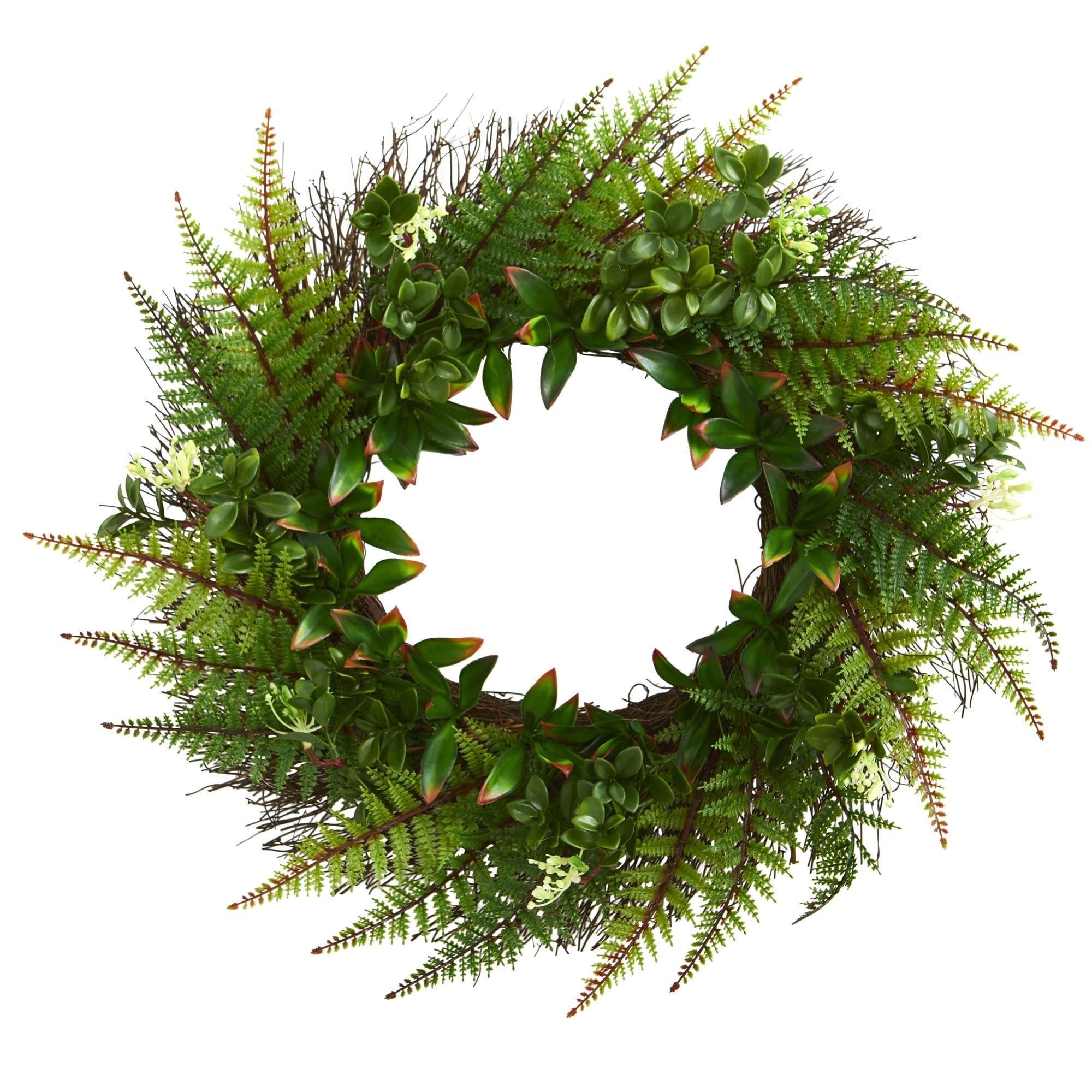 23 Assorted Fern Wreath Uv Resistant Indoor Outdoor 23 In Assorted Fern Wreath