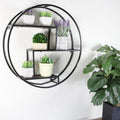 23 Inches Round Wall Mounted Iron Hanging Storage Shelves Black N A