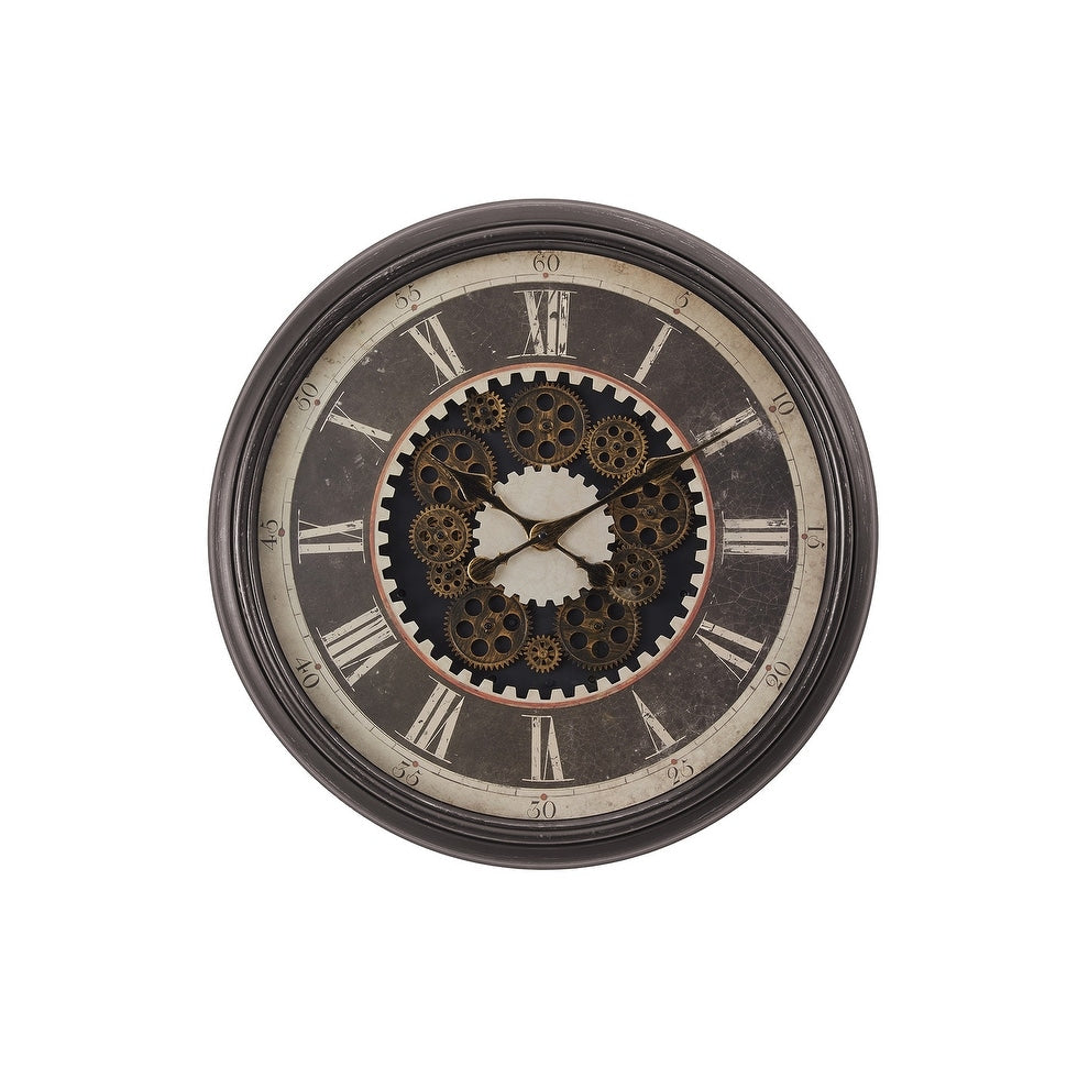 23 In Gear Mechanism Brown Classic Wall Clock 22.75 In