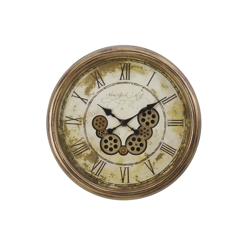 23 In Gear Mechanism Brown Wall Clock 22.75 In