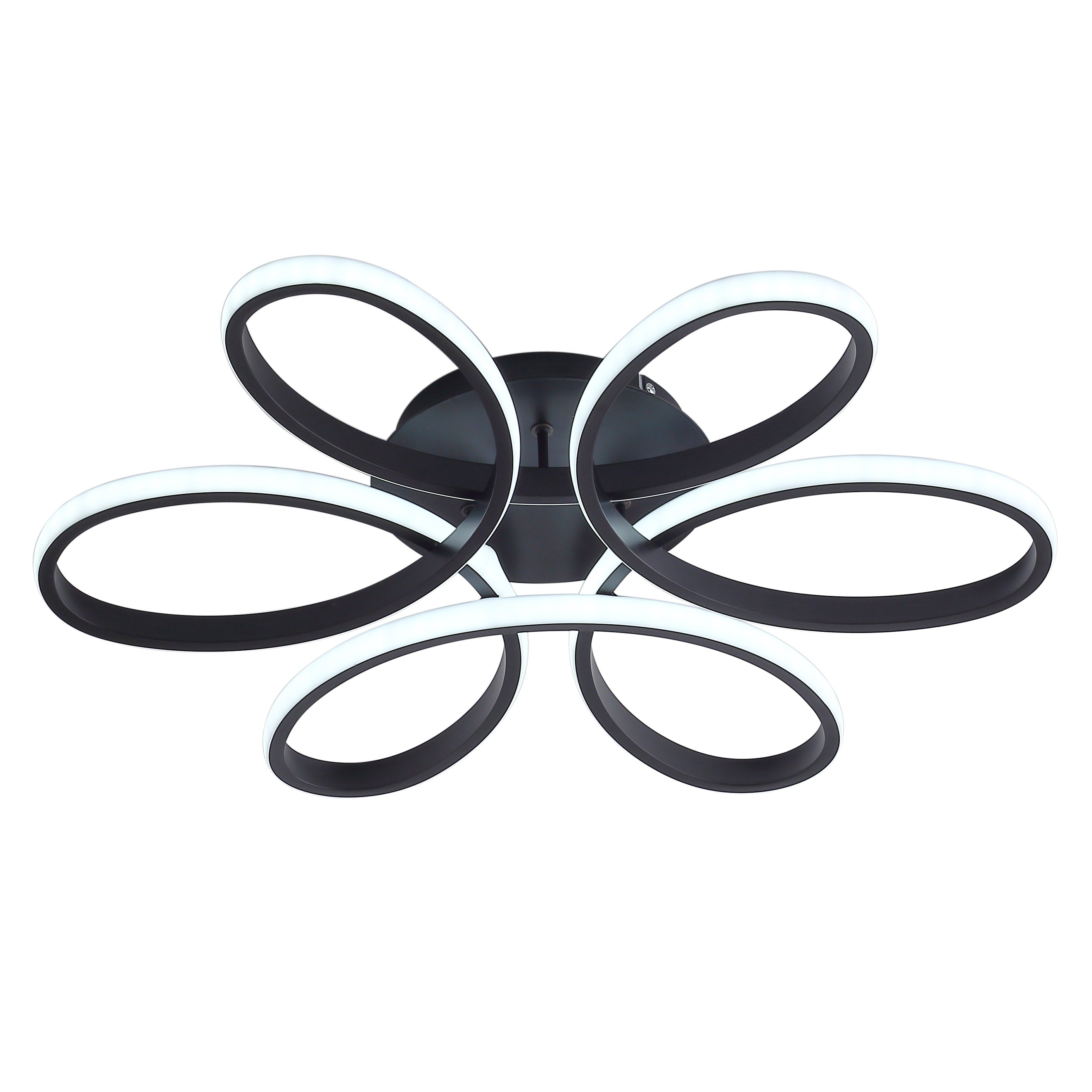 23 Inch Modern Led Ceiling Light 6 Rings Flower Flush Mount Light Fixture With Remote Control Black Dimmable Ceiling Lamp