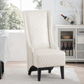 23.03 Wide Faux Leather High Back Accent Chair Comfy High Wingback Chair Living Room Chair With Soft Padded Wooden Legs