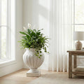 23.03 H Classical Scalloped Lightweight Concrete Pedestal Urn Planter For Garden Front Porch