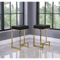 23.1 In. H Black Finish Backless Metal Bar Stool With Faux Leather Square Seat Set Of 2