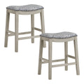 23.25 In.H Blue Finish Low Back Wood Frame Barstool Fabric Seat Set Of 2 24.75