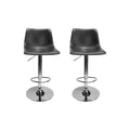23.3 In. H Gray Finish Low Back Metal Bar Stool With Faux Leather Square Seat Set Of 2