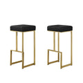 23.3 In. H Radiant Gold Finish Backless Metal Bar Stool With Faux Leather Square Seat Set Of 2