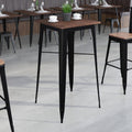 23.5 Square Metal Indoor Bar Height Table With Rustic Wood Top
