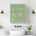 23.62 Modern Fluted Glass Wall Cabinet With Two Doors Open Shelf Towel Rack
